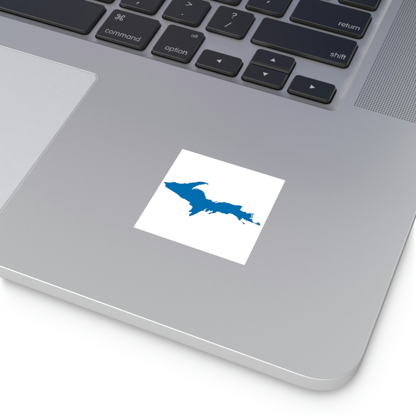 Michigan Upper Peninsula Square Sticker (w/ Azure UP Outline) | Indoor/Outdoor