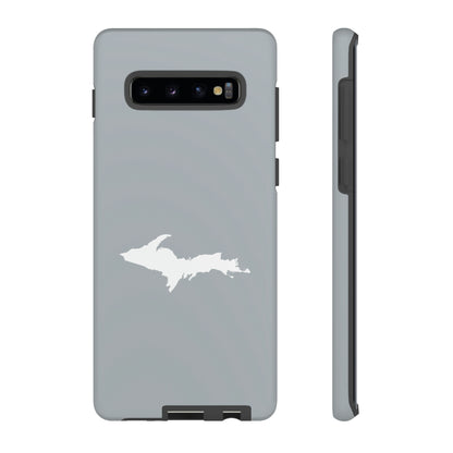 Michigan Upper Peninsula Tough Phone Case (Silver w/ UP Outline) | Samsung & Pixel Android