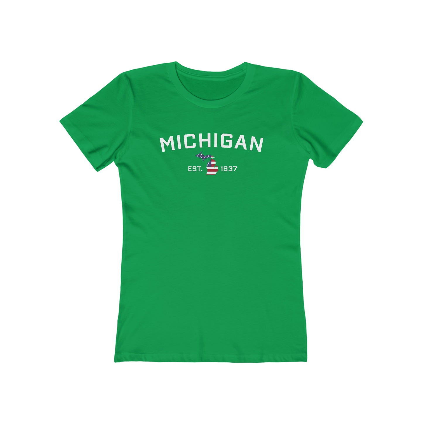 'Michigan EST 1837' (w/USA Flag Outline) | Women's Boyfriend Cut