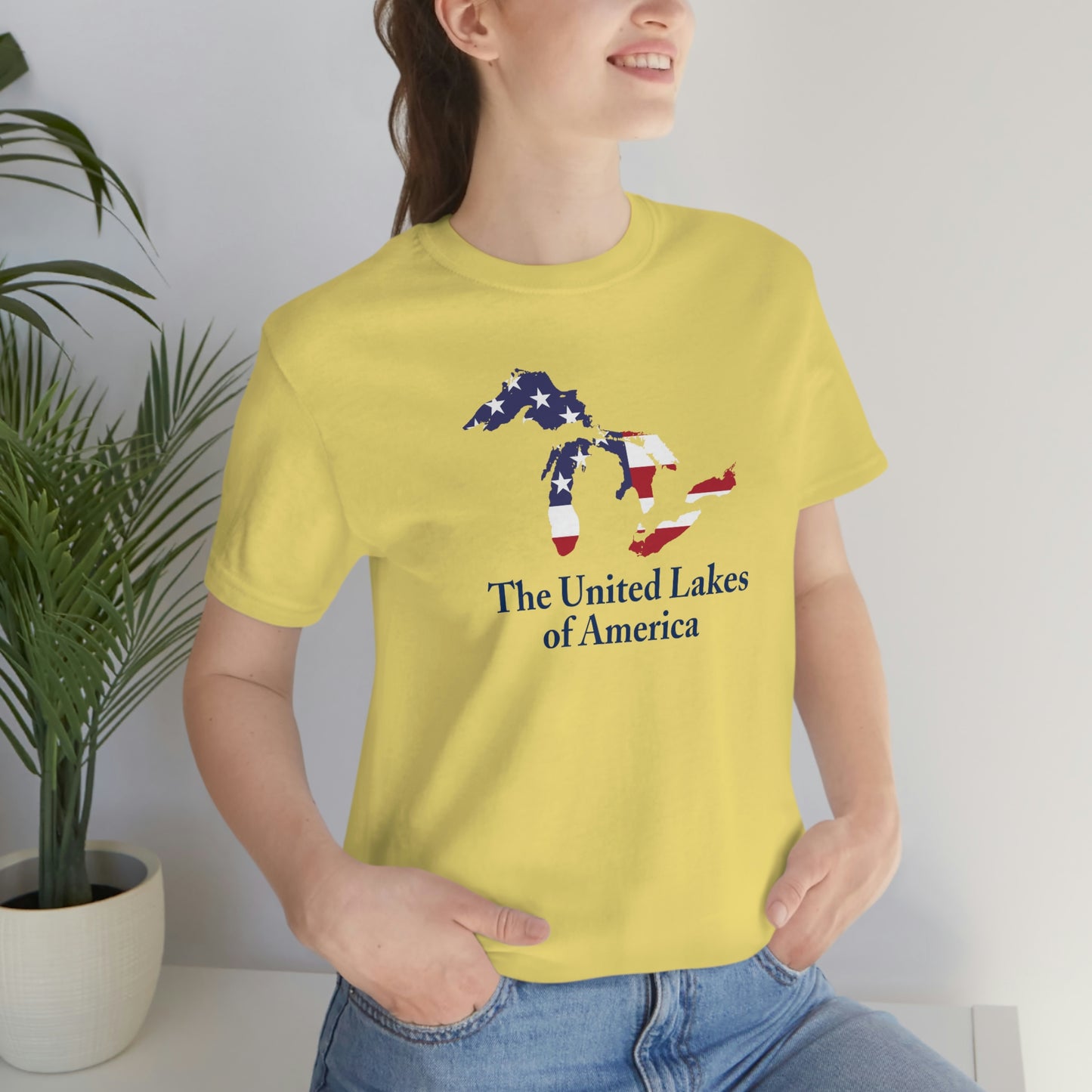 'The United Lakes of America' T-Shirt (w/ Great Lakes USA Flag Outline) | Unisex Standard Fit