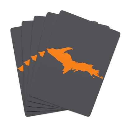 Michigan Upper Peninsula Poker Cards (Iron Ore Grey w/ Orange UP Outline)