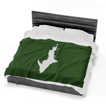 Michigan Upper Peninsula Plush Blanket (w/ UP Outline) | Pine Green