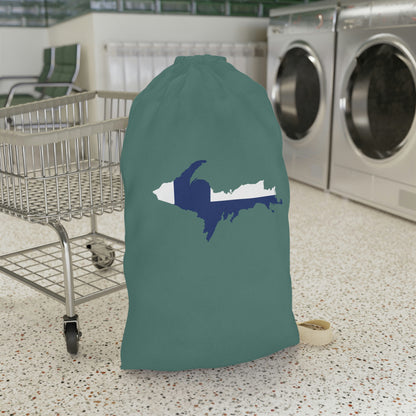 Michigan Upper Peninsula Laundry Bag (Copper Green w/ UP Finland Flag Outline)