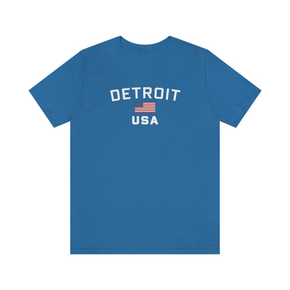 'Detroit USA' T-Shirt (w/ USA Flag Outline) | Unisex Standard Fit