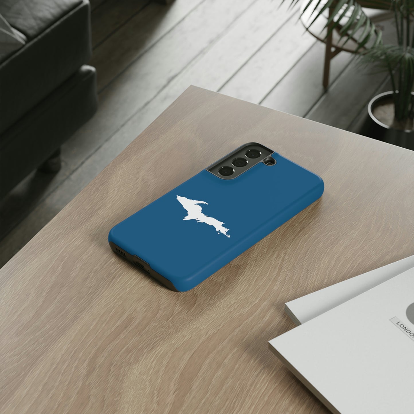 Michigan Upper Peninsula Tough Phone Case (Blueberry w/ UP Outline) | Samsung & Pixel Android