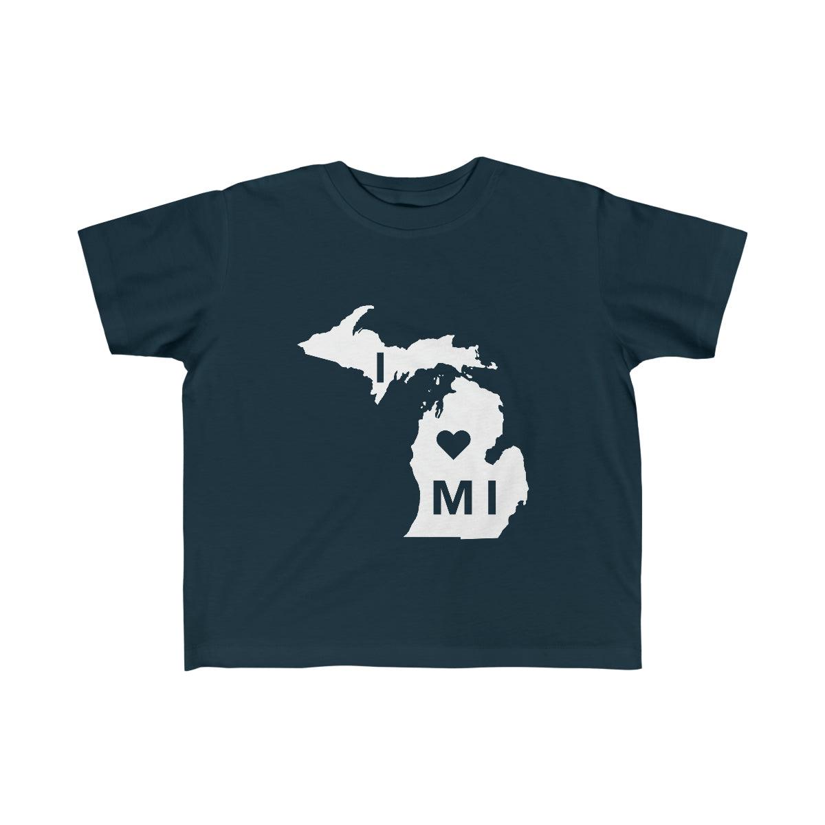 'I ♡ MI' T-Shirt  (w/ Michigan Outline) | Toddler Short Sleeve - Circumspice Michigan