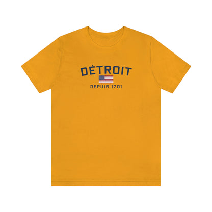 'Détroit Depuis 1701' T-Shirt (w/USA Flag Outline) | Unisex Standard Fit