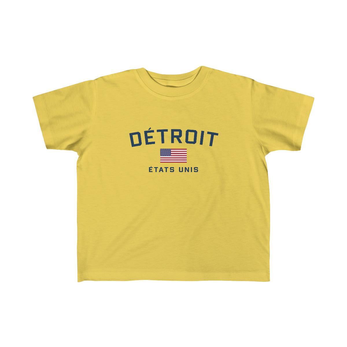 'Détroit États Unis' T-Shirt (w/USA Flag Outline) | Toddler Short Sleeve - Circumspice Michigan