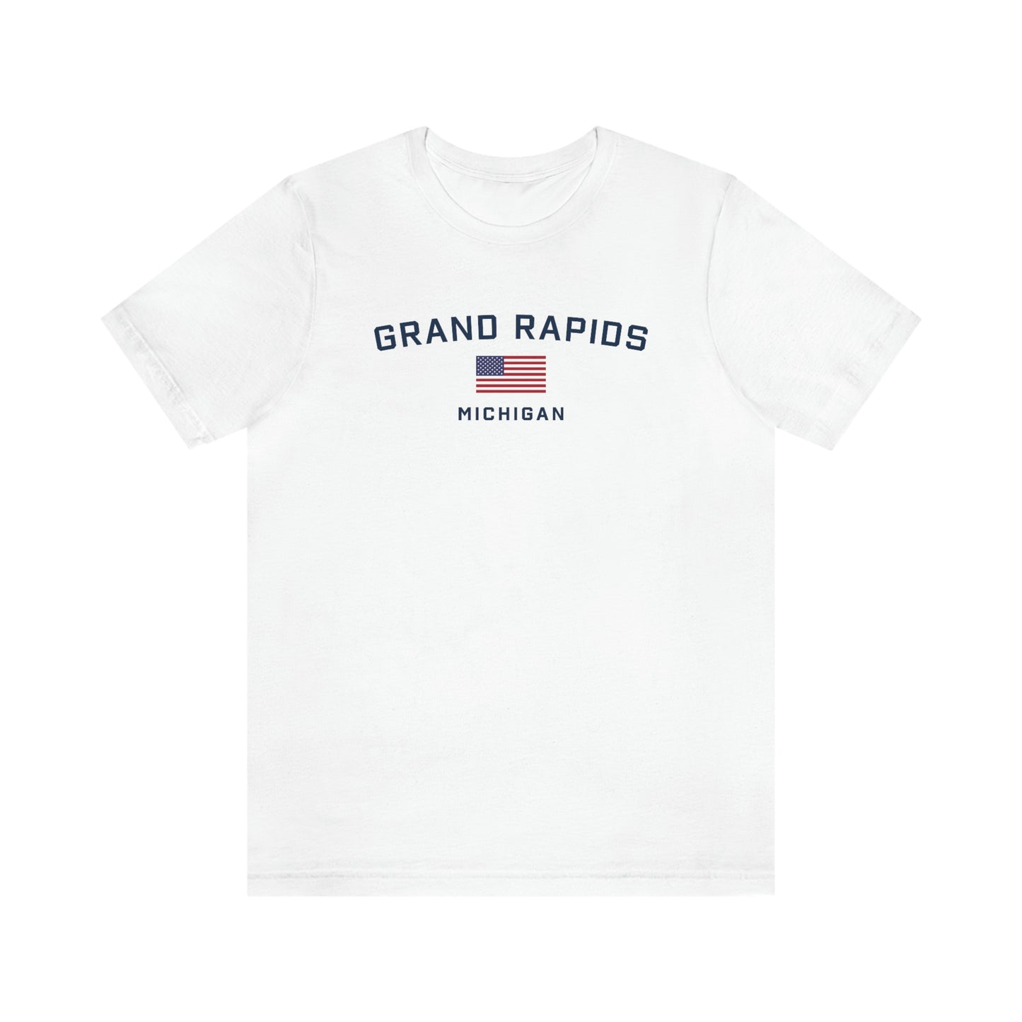 'Grand Rapids Michigan' T-Shirt (w/USA Flag Outline) | Unisex Standard Fit