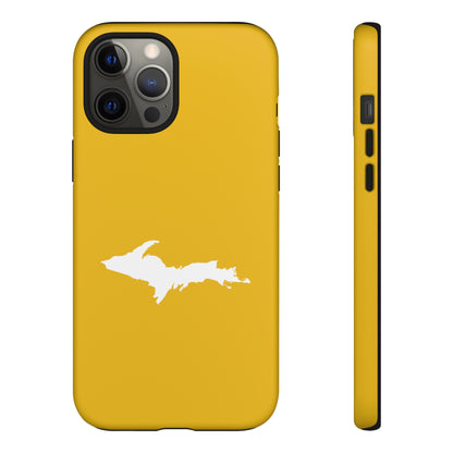 Michigan Upper Peninsula Tough Phone Case (Gold Color w/ UP Outline) | Apple iPhone