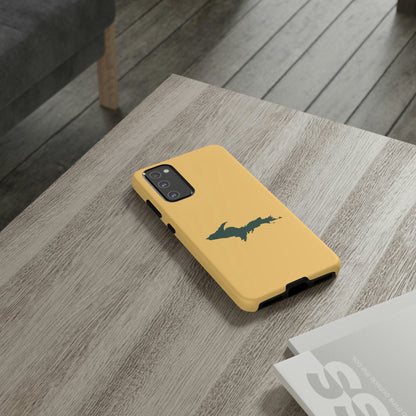 Michigan Upper Peninsula Tough Phone Case (Citrine w/ Green UP Outline) | Samsung & Pixel Android