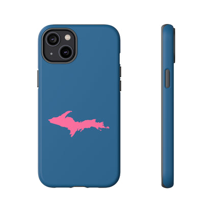 Michigan Upper Peninsula Tough Phone Case (Blueberry w/ Pink UP Outline) | Apple iPhone