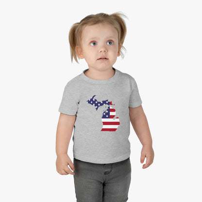 Michigan Infant T-Shirt (w/ MI USA Flag Outline) | Short Sleeve