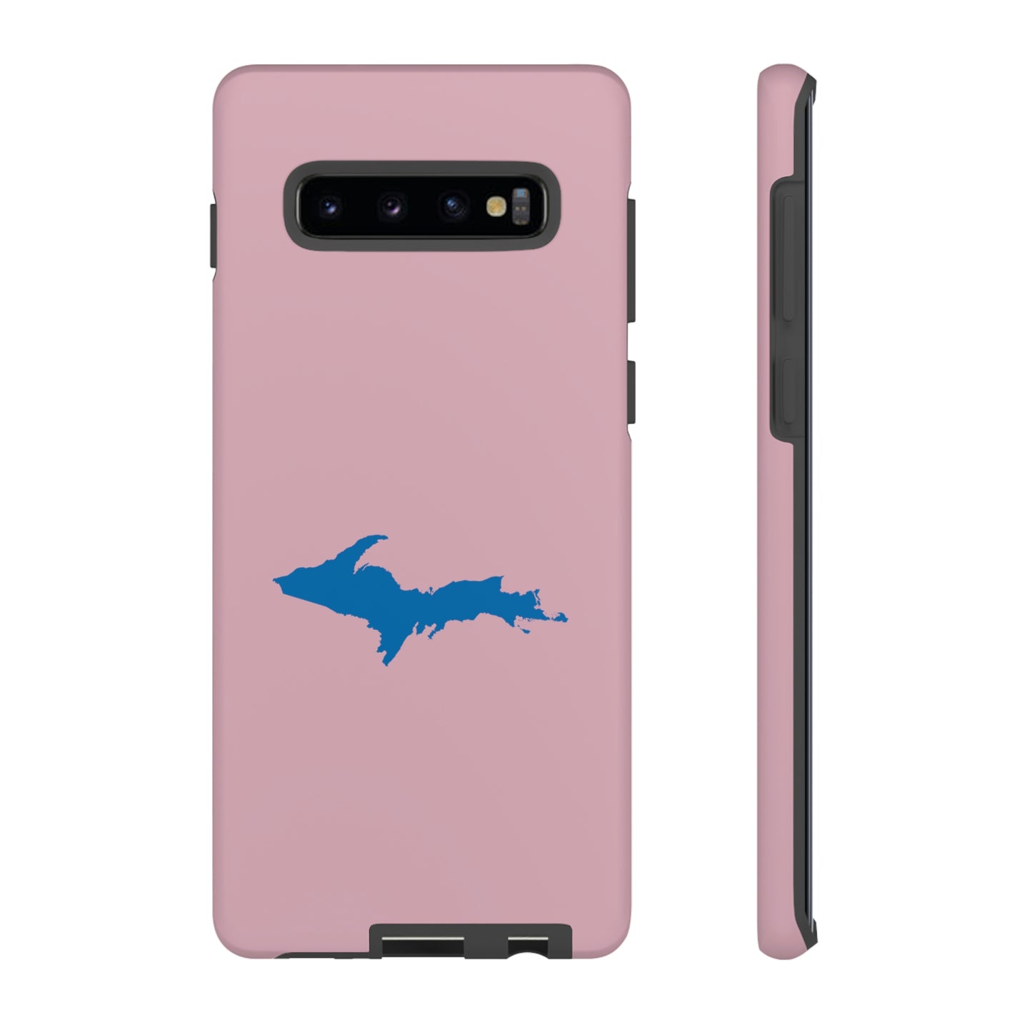 Michigan Upper Peninsula Tough Phone Case (Pink w/ Azure UP Outline) | Samsung & Pixel Android