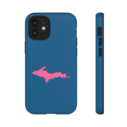 Michigan Upper Peninsula Tough Phone Case (Blueberry w/ Pink UP Outline) | Apple iPhone