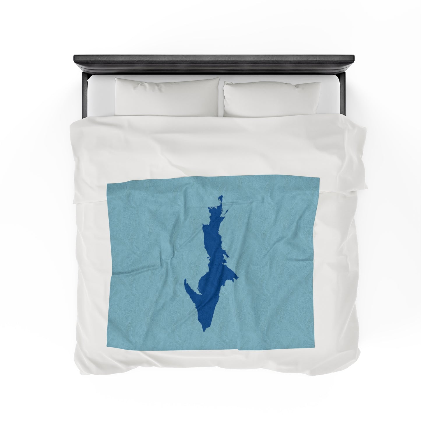 Michigan Upper Peninsula Plush Blanket (w/ Azure UP Outline) | '58 Caddie Blue