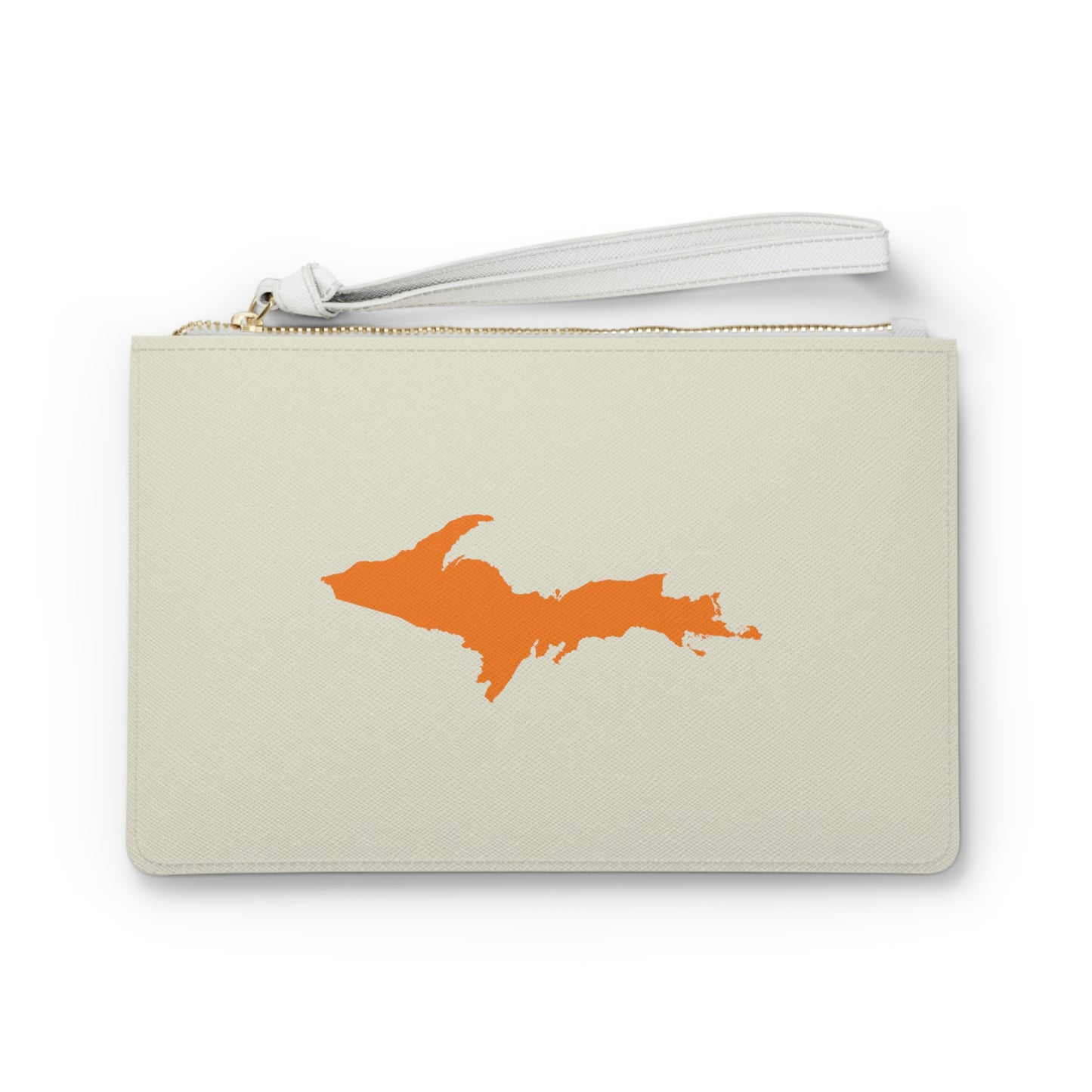 Michigan Upper Peninsula Clutch Bag (Ivory White w/ Orange UP Outline)