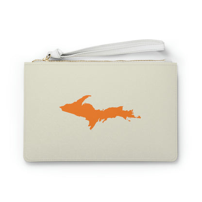 Michigan Upper Peninsula Clutch Bag (Ivory White w/ Orange UP Outline)