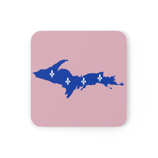 Michigan Upper Peninsula Coaster Set (Pink w/ UP Quebec Flag Outline) | Corkwood - 4 pack