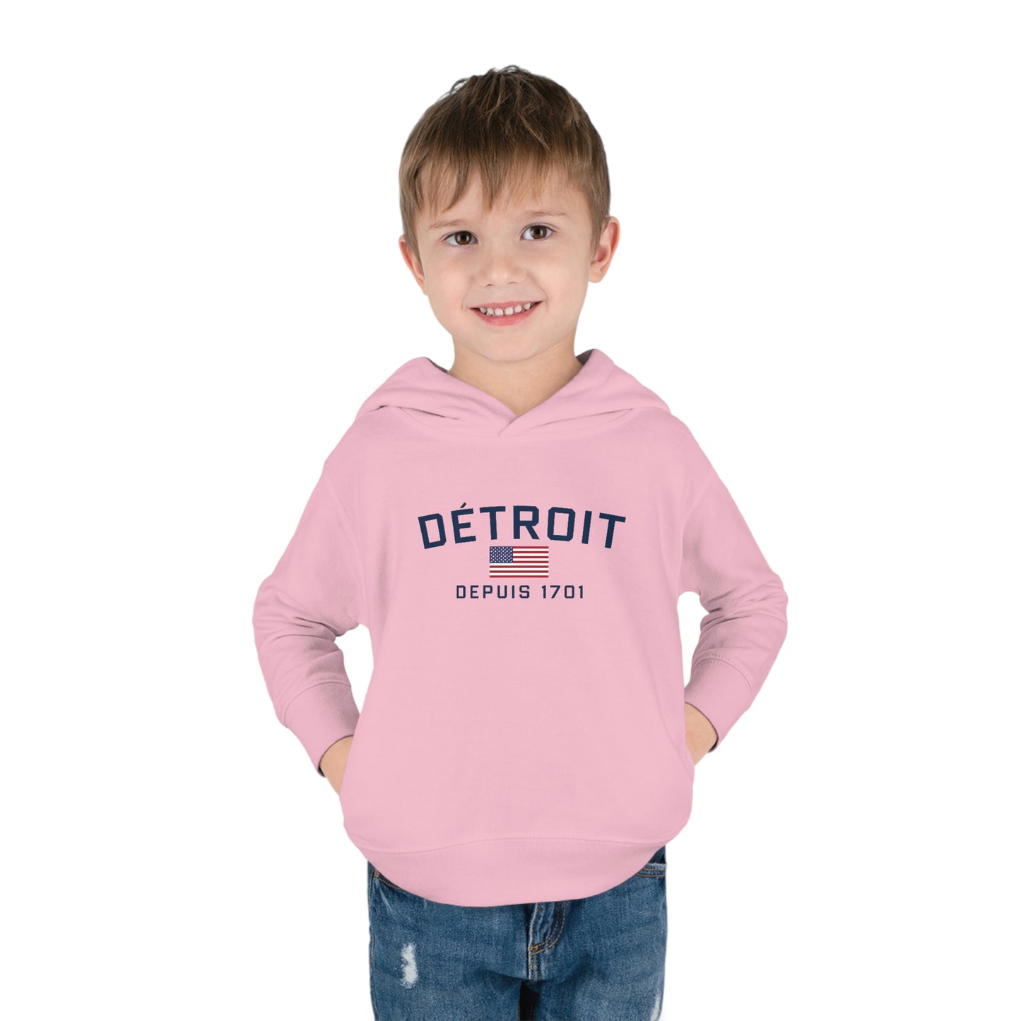 'Détroit Depuis 1701' Hoodie (w/USA Flag Outline) | Unisex Toddler