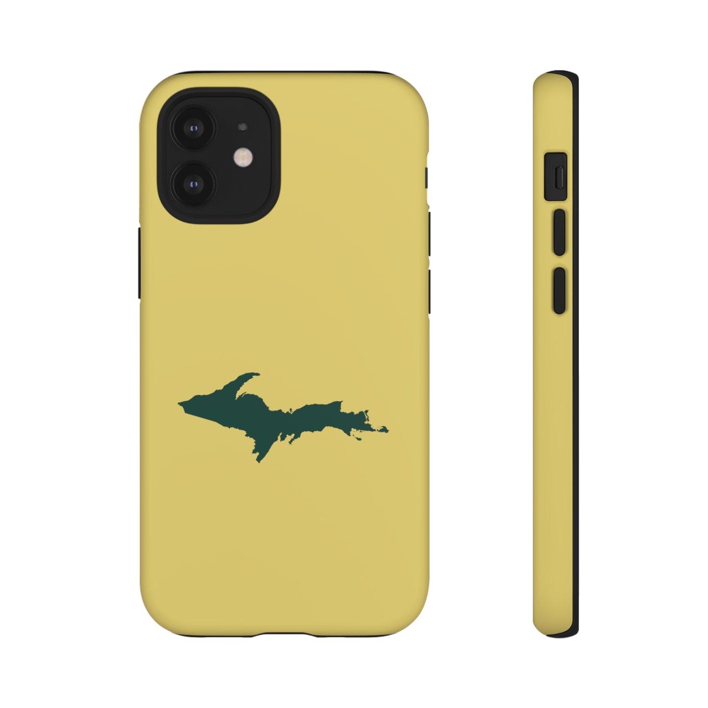 Michigan Upper Peninsula Tough Phone Case (Plum Yellow w/ Green UP Outline) | Apple iPhone