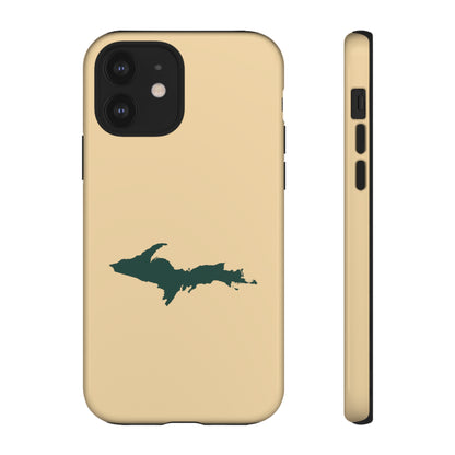 Michigan Upper Peninsula Tough Phone Case (Maple Color w/ Green UP Outline) | Apple iPhone