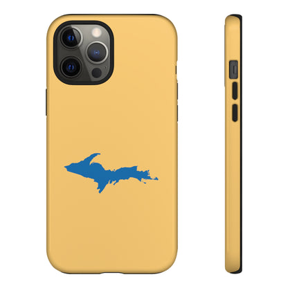 Michigan Upper Peninsula Tough Phone Case (Citrine w/ Azure UP Outline) | Apple iPhone