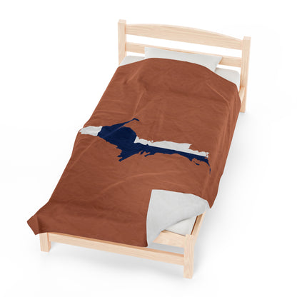 Michigan Upper Peninsula Plush Blanket (w/ UP Finland Flag Outline) | Copper Color