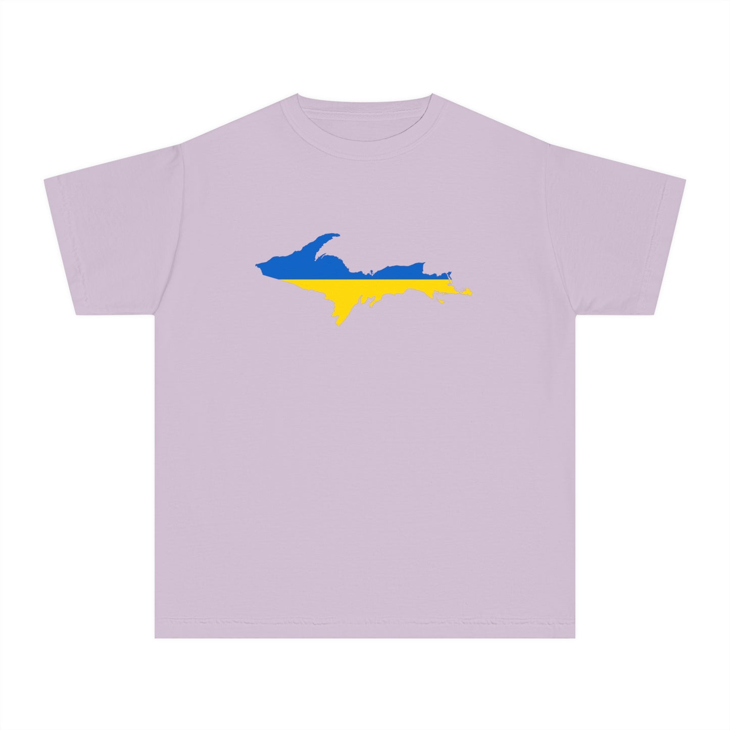 Michigan Upper Peninsula T-Shirt (w/ UP Ukraine Flag Outline) | Youth Garment-Dyed