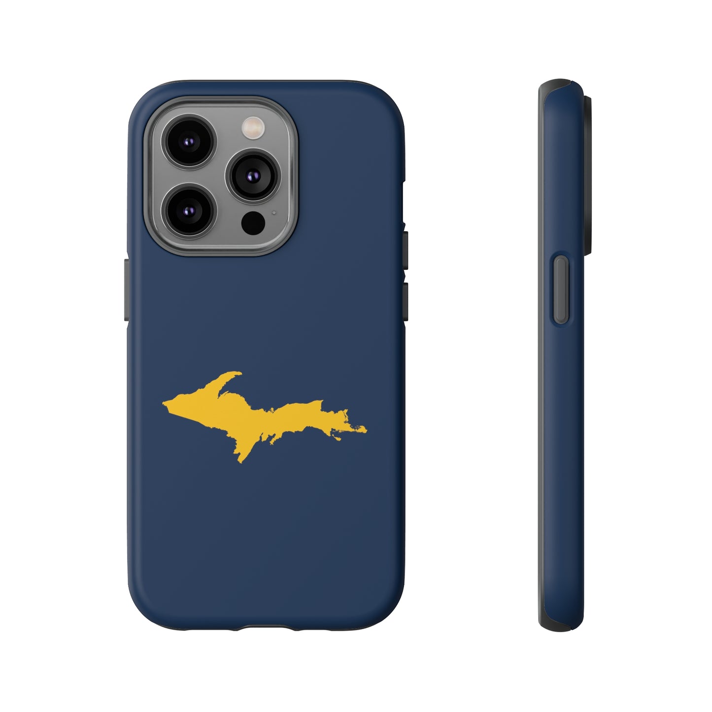 Michigan Upper Peninsula Tough Phone Case (Navy w/ Gold UP Outline) | Apple iPhone