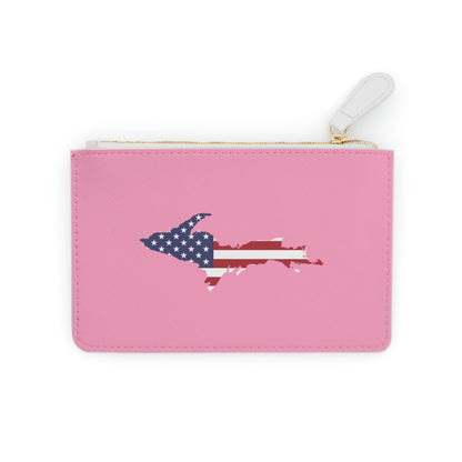 Michigan Upper Peninsula Mini Clutch Bag ('67 Caddie Pink w/ UP USA Flag Outline)