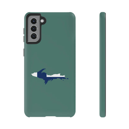 Michigan Upper Peninsula Tough Phone Case (Copper Green w/ UP Finland Flag Outline) | Samsung & Pixel Android