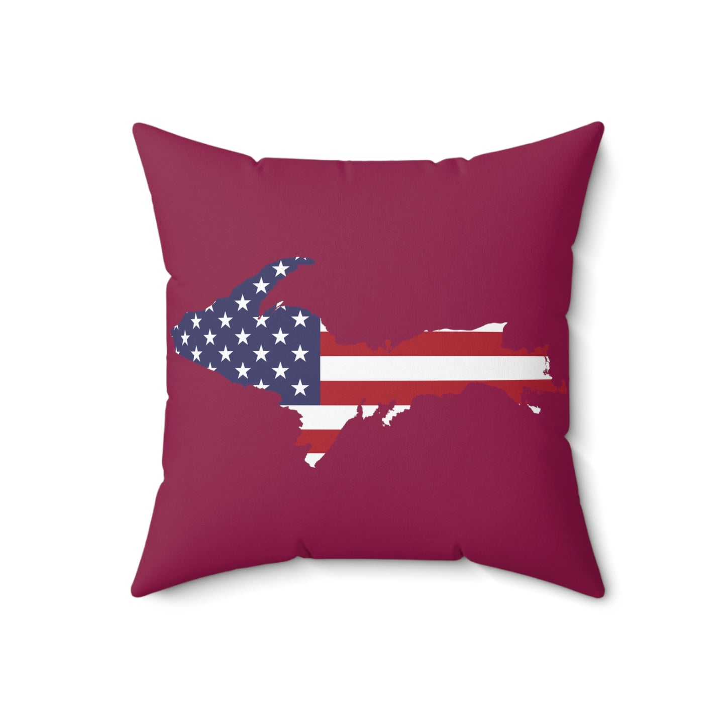 Michigan Upper Peninsula Accent Pillow (w/ UP USA Flag Outline) | Ruby Red