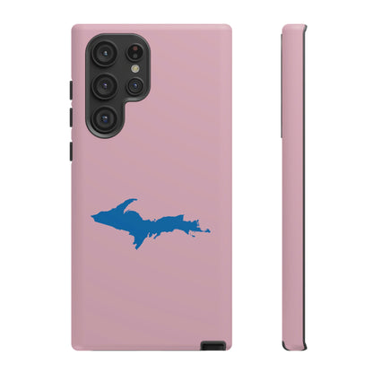 Michigan Upper Peninsula Tough Phone Case (Pink w/ Azure UP Outline) | Samsung & Pixel Android