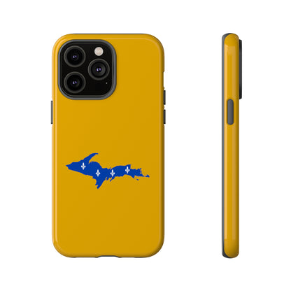 Michigan Upper Peninsula Tough Phone Case (Gold w/ UP Quebec Flag Outline) | Apple iPhone