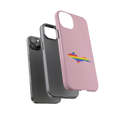 Michigan Upper Peninsula Tough Phone Case (Pink w/ UP Pride Flag Outline) | Apple iPhone