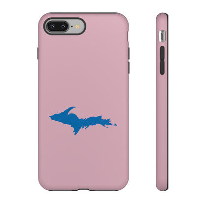 Michigan Upper Peninsula Tough Phone Case (Pink w/ Azure UP Outline) | Apple iPhone