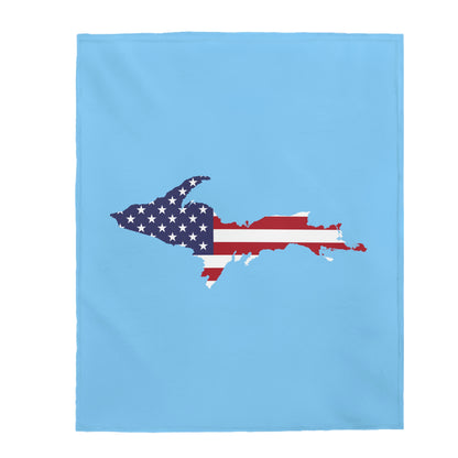 Michigan Upper Peninsula Plush Blanket (w/ UP USA Flag Outline) | DTW Blue