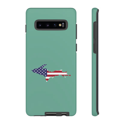 Michigan Upper Peninsula Tough Phone Case ('64 Metallic Mint Green w/ UP USA Flag Outline) | Samsung & Pixel Android