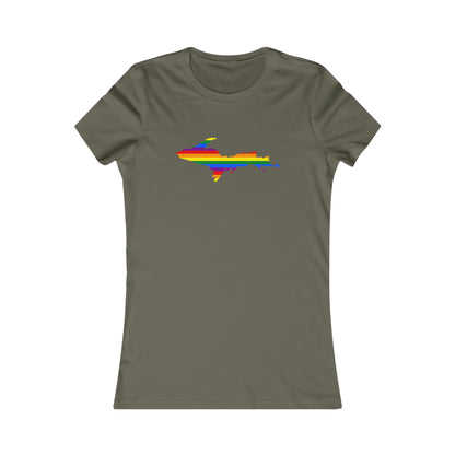 Michigan Upper Peninsula T-Shirt (w/ UP Pride Flag Outline) | Women's Slim Fit