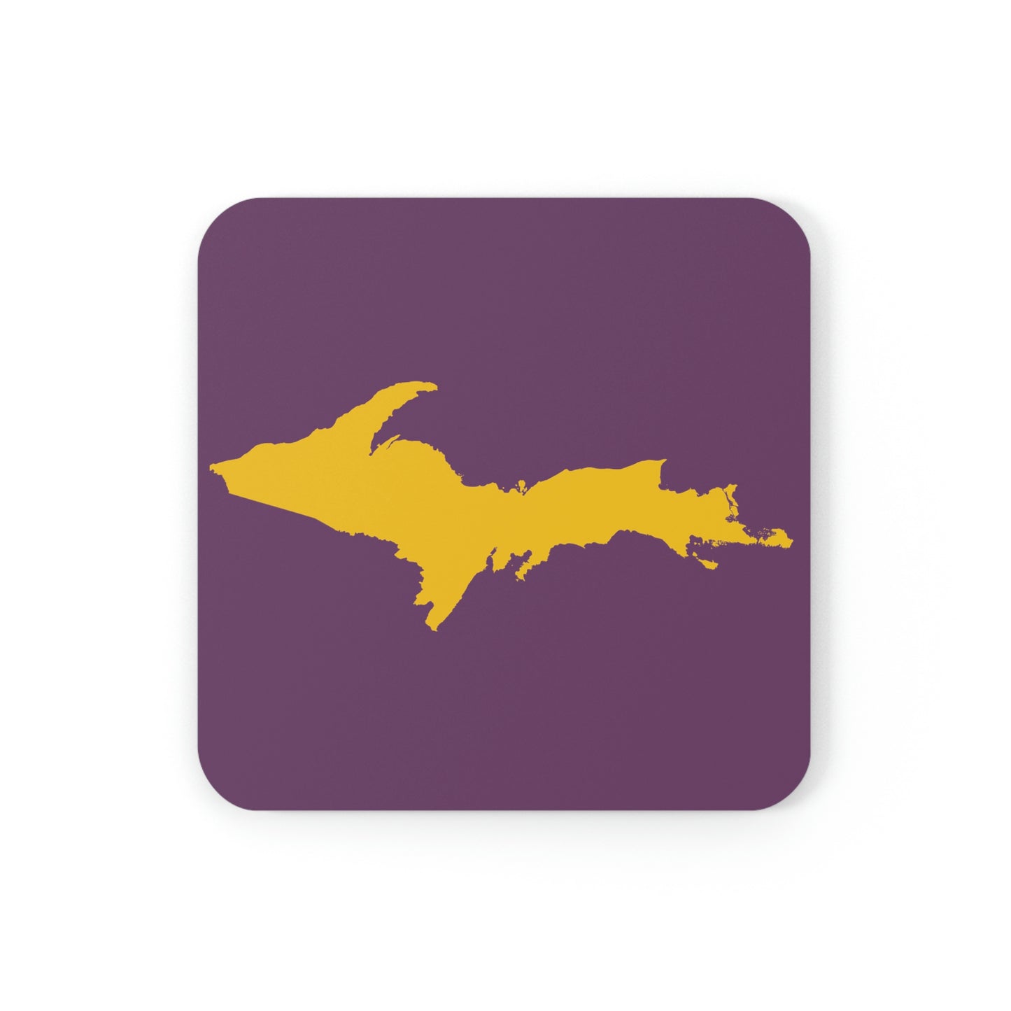 Michigan Upper Peninsula Coaster Set (Plum w/ Gold UP Outline) | Corkwood - 4 pack