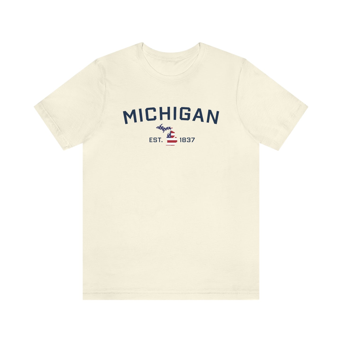 'Michigan EST 1837'' T-Shirt (w/ MI USA Flag Outline) | Unisex Standard Fit