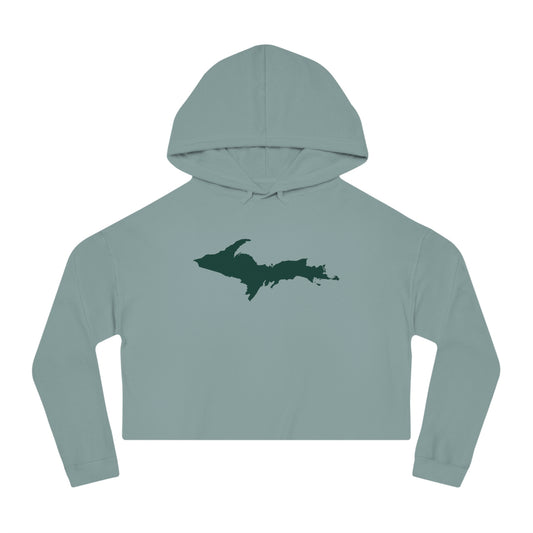 Michigan Upper Peninsula Hoodie (w/ Green UP Outline) | Lightweight Cropped