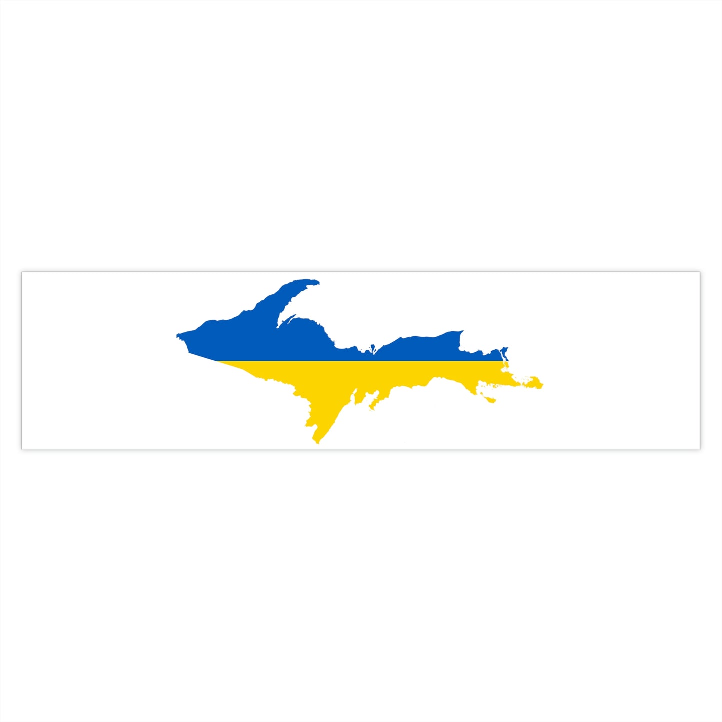 Michigan Upper Peninsula Bumper Stickers (w/ UP Ukraine Flag Outline) | White Background