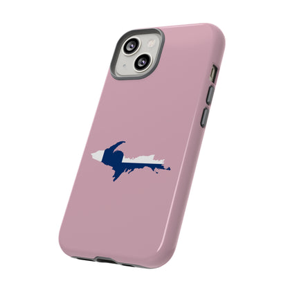 Michigan Upper Peninsula Tough Phone Case (Pink w/ UP Finland Flag Outline) | Apple iPhone