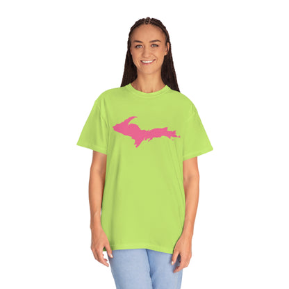 Michigan Upper Peninsula T-Shirt (w/ Pink UP Outline) | Unisex Garment-Dyed