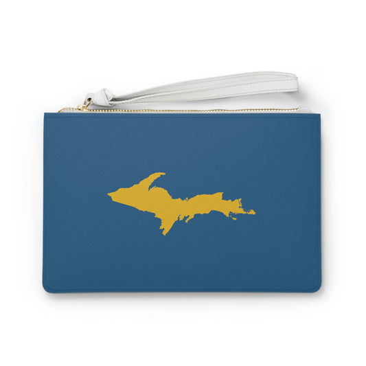Michigan Upper Peninsula Clutch Bag (Blueberry w/ Gold UP Outline)
