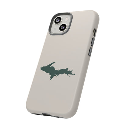 Michigan Upper Peninsula Tough Phone Case (Canvas Color w/ Green UP Outline) | Apple iPhone