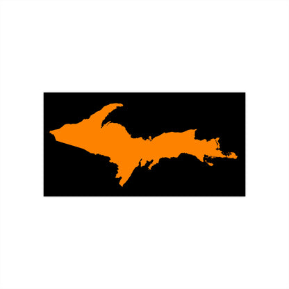 Michigan Upper Peninsula Bumper Sticker (w/ Orange UP Outline) | Black Background