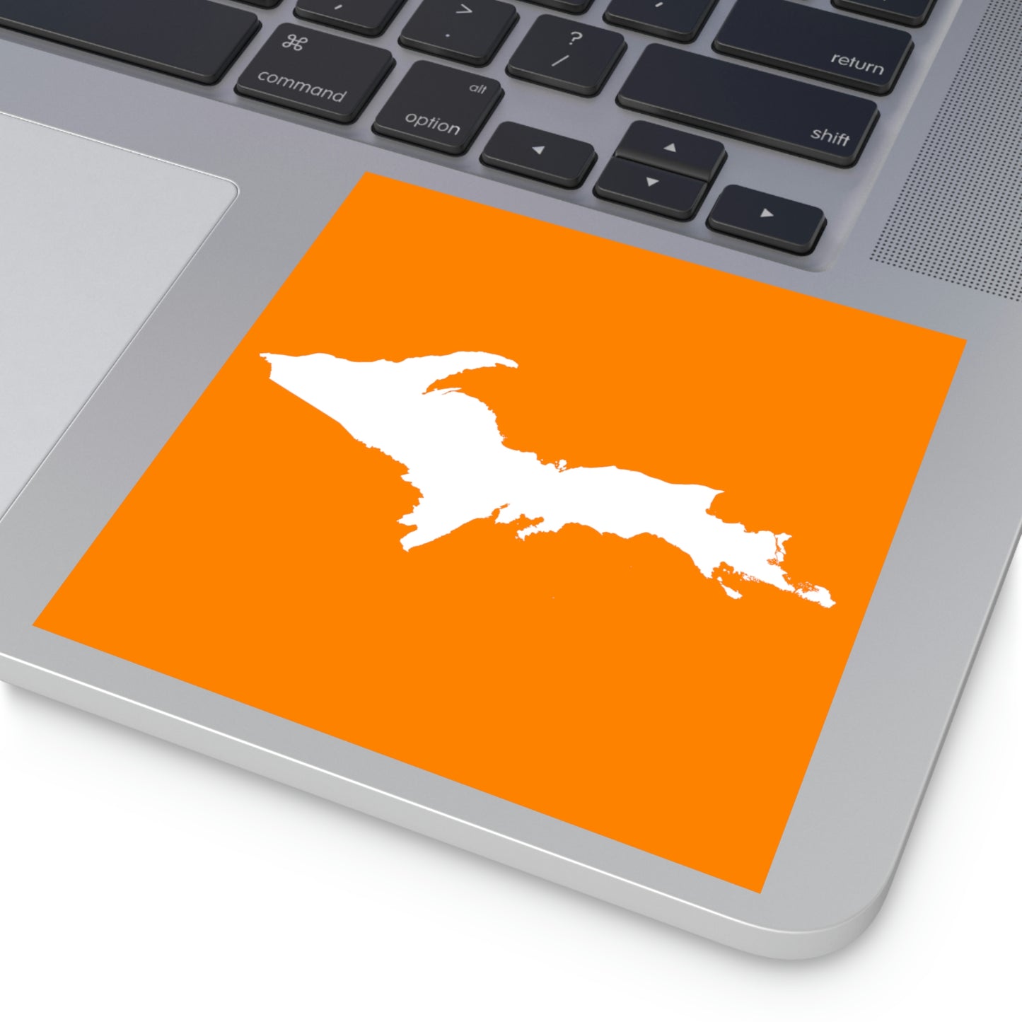 Michigan Upper Peninsula Square Sticker (Orange w/ UP Outline) | Indoor/Outdoor